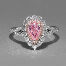 Cubic Zirconia, teardropring, Women Ring, pink sapphire