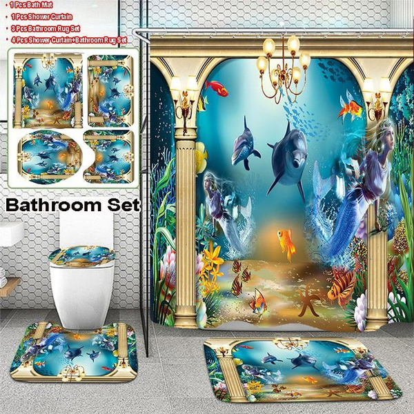Gnome Pattern Christmas Toilet Cover Mat Set – Non-Woven Fabric, Blue 2-Piece Bathroom Decoration For Holidays