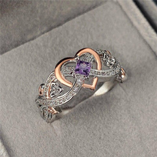 Heart, Women Ring, purple, Engagement