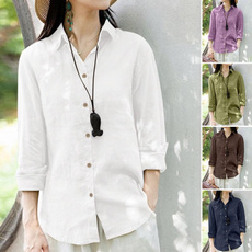 blouse, Women, Plus Size, Cotton Shirt