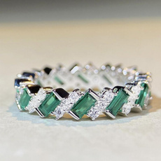 Cubic Zirconia, Fashion, emeraldring, 925 silver rings