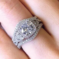 Cubic Zirconia, Bridal, wedding ring, 925 silver rings