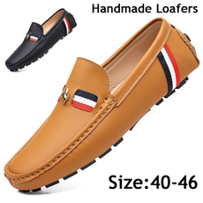 brown, Slip-On, Flats shoes, casual leather shoes