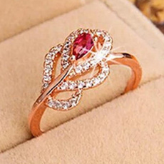 Cubic Zirconia, Rose Gold Ring, Pears, promise rings