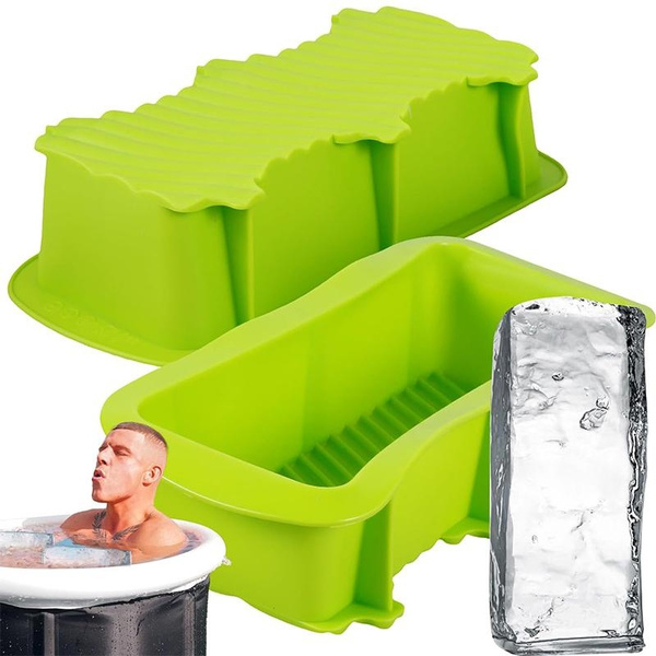 2pcs Extra Large Ice Block Maker, Total 5 lbs Ice Cubes for Cold Plunge ...