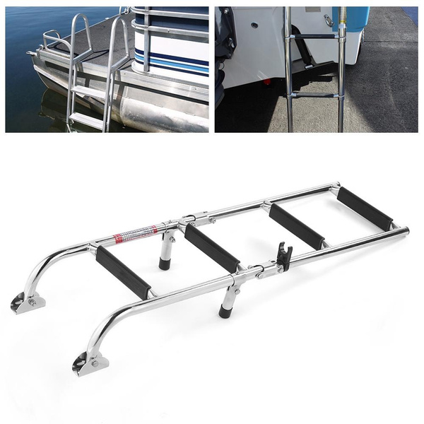 Stainless Steel 4 Step Folding Double Step Ladder Telescopic Boat ...