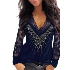 blouse, Plus Size, Lace, womensloosefittingtshirt