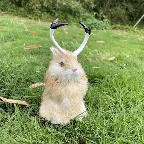 Yellow realistic JACKALOPE rabbit taxidermy replica Figurine&Miniatures ...