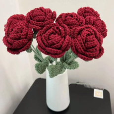 knitted, crochetredrose, Flowers, Office