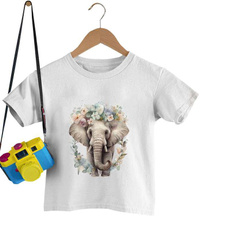 Kawaii, Summer, Fashion, elephantshortsleeve