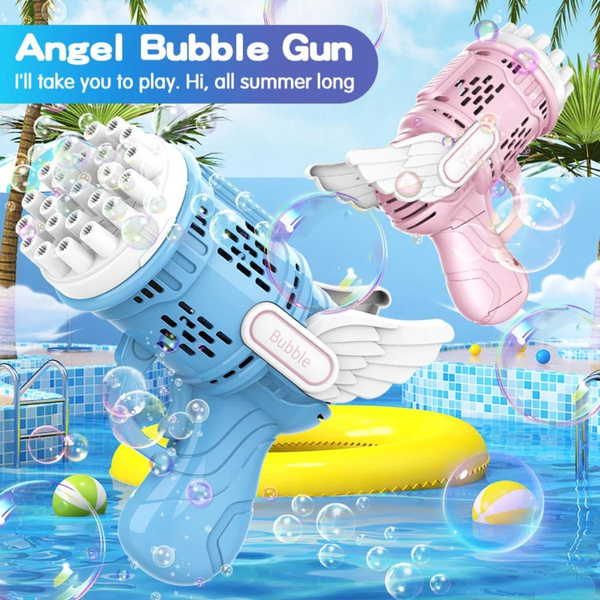 23 Hole Angel Rocket Bubble Machine Gun Automatic Blower With Bubble