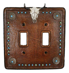 Plates, Turquoise, cow, skull
