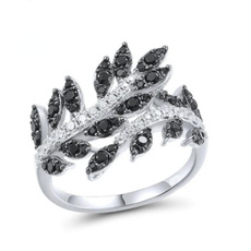 leaf, zirconring, promise rings, Silver Ring
