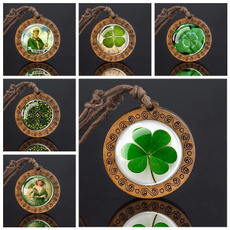 Clover, ropechainnecklace, leaf, luckyjewelry