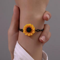cute, Jewelry, Sunflowers, leather