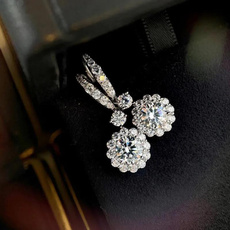 Engagement, moissanite earrings, 925 silver earrings, women earrings