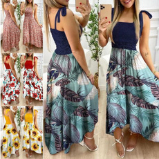 Summer, Floral print, sundress, long dress