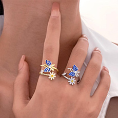 butterfly, adjustablering, Flowers, wedding ring