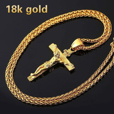 yellow gold, goldplated, Cross necklace, gold