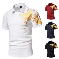 Mens T Shirt, lapeltshirt, Joyería de pavo reales, gold