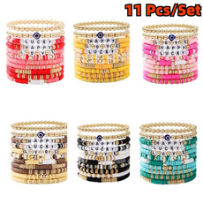 polymer, boho, Colorful, multi-layer bracelet