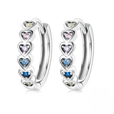 Heart, Hoop Earring, Gemstone Earrings, cute