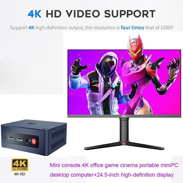 Mini Console 4K Office Gaming Cinema Portable MiniPC Desktop Computer+ ...