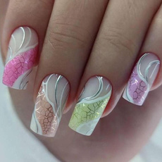 Nails, Ballet, colorfulflowerdesignfalsenail, longballetfalsenail