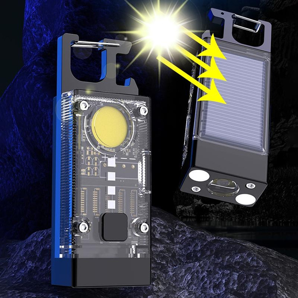 COB Keychain Flashlight, Flashlight USB C & Solar Charging, Mini ...