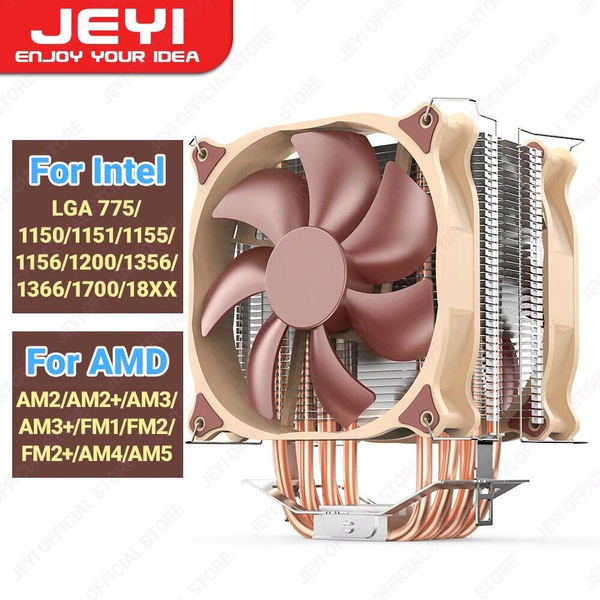 JEYI CPU Cooler 4/6 Heat Pipe Tower Radiator PC 120mm 4PIN PWM Fan for ...