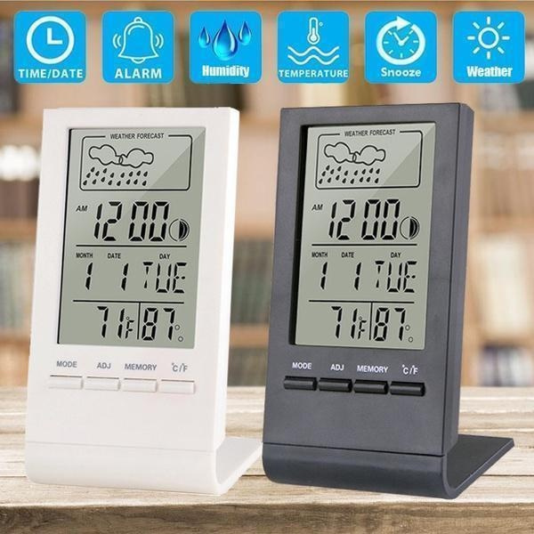 LED Digital Clock Thermometer Hygrometer Gauge Indicator Alarm Clock ...