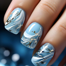 bluepurplemarblefakenail, blackwhitecrackfalsenail, Beauty, gradientgridfakenail