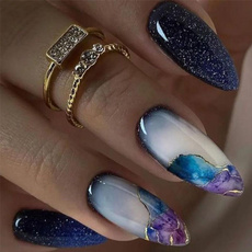 art, shinygoldenripplesstilettofakenail, Beauty, Almonds