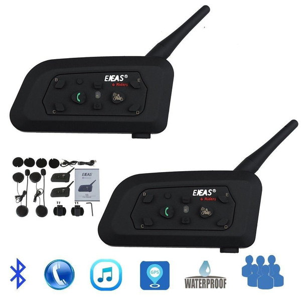 ESTGOUK 2 × V6 1200M Bluetooth Casque de Moto Interphone, Casque