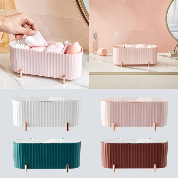 Makeup Organizer with Lid Cosmetic Storage Drawers Desktop Dustproof