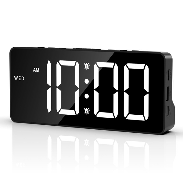Digital Clock Large Display, LED Alarm Clock for Bedroom, USB/Battery ...