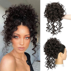wig, Black wig, coilinghairpin, Flowers