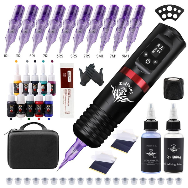 Set Wireless Tattoo Machine Pen Kit Complete Rotary Tattoo Gun With Set Wireless Tattoo Machine Pen Kit Complete Rotary Tattoo Gun With