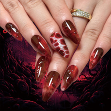 halloweenwearablenailtip, frenchballerinafalsenail, Beauty, halloween3dredfakenail