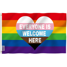 rainbow, Polyester, everyoneiswelcomehereprogressprideflag, rainbowtransgenderlesbianlgbtflag