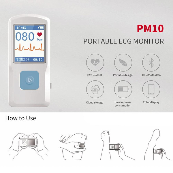 Portable ECG EKG Monitor Bluetooth Heart Beat Monitor USB LCD NEW ...