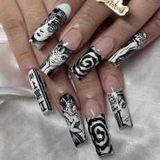 pink, ghostpumpkinhalloweenacrylicnail, batlovepressonnail, Beauty