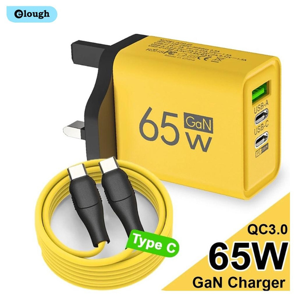 Elough 65W GaN 3 Ports Phone Charger Double Type C Fast Charge USB Elough 65w gan 3 ports phone charger double type c fast charge usb