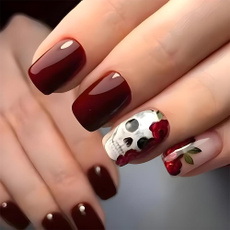 halloweenfalsenail, Flowers, Beauty, skull