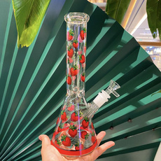 water, glasswaterpipe, strawberry, glass pipe
