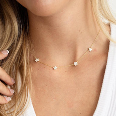 Necklace, DIAMOND, Jewelry, Flowers