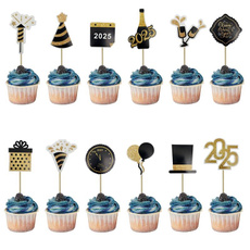 Decor, Christmas, happynewyearcupcaketopper, Home & Living