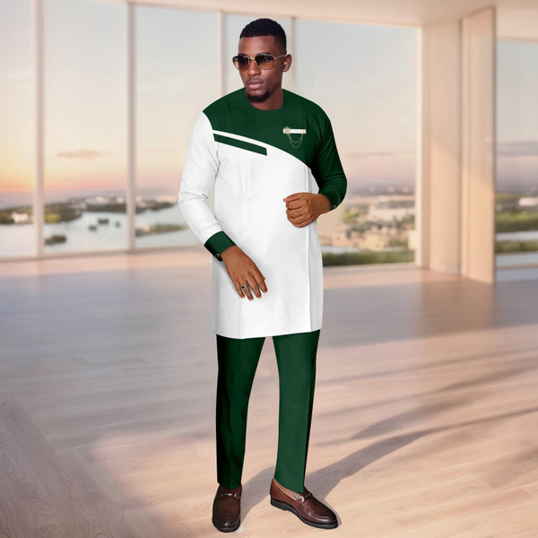 Bazin Riche African Clothes for Men Dashiki Long Brooch Jackets and ...
