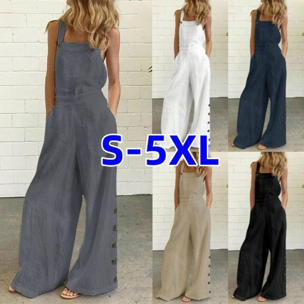 suspenders, Plus size, cottonlinen, pants