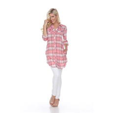 pink, white, plaid, tunic